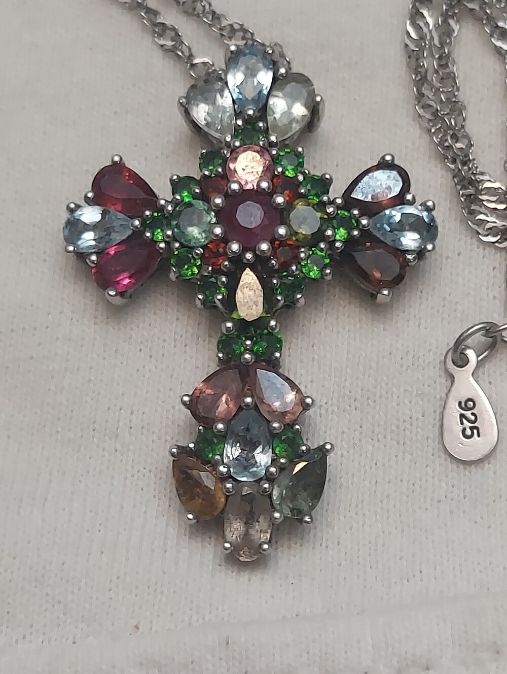 Bbj Sterling Silver Stone Cross
